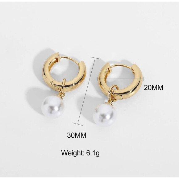 Fresh Water Pearl Drop Earrings, Charm and Trendy Gold Plated Earrings - Picture 7 of 7